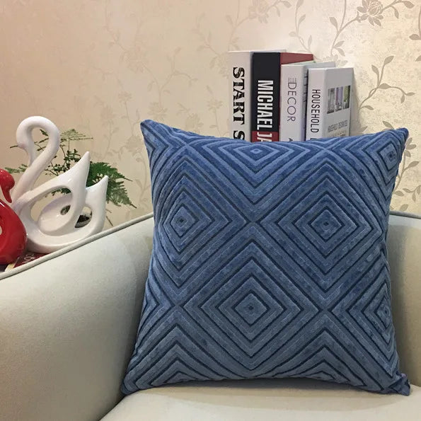 Decorbites™ Geometrisches Chenille-Flock-Überzug für Kissen in Grau Gelb Lila Rot, 45x45 cm/30x50 cm