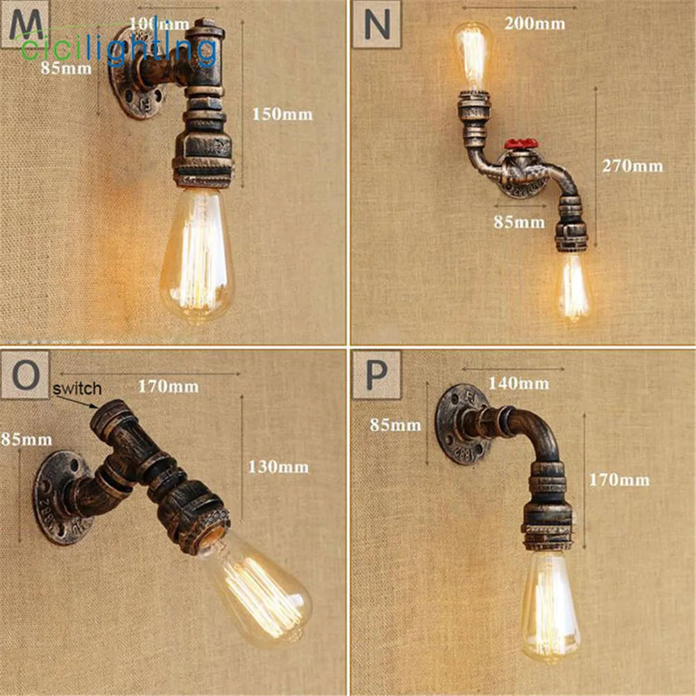 Decorbites™ Industrielle Wasserrohr-Wandlampen | Vintage-Stil Eisenrohr-Lampe