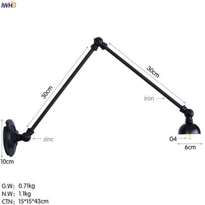 Decorbites™ Industrielles Vintage Verstellbares Schwing-Wandleuchter Treppenlicht - Set aus 3