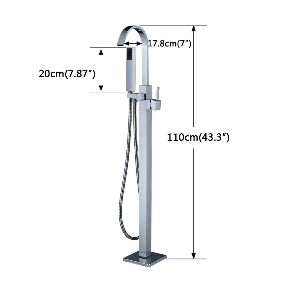 Decorbites™ Freistehender Badewannenarmatur mit Handbrause: Gebürstetes Nickel Bodenmontierter Mischbatterie