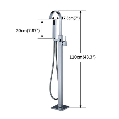 Decorbites™ Freistehender Badewannenarmatur mit Handbrause: Gebürstetes Nickel Bodenmontierter Mischbatterie