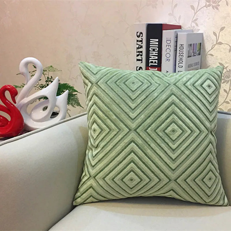 Decorbites™ Geometrisches Chenille-Flock-Überzug für Kissen in Grau Gelb Lila Rot, 45x45 cm/30x50 cm