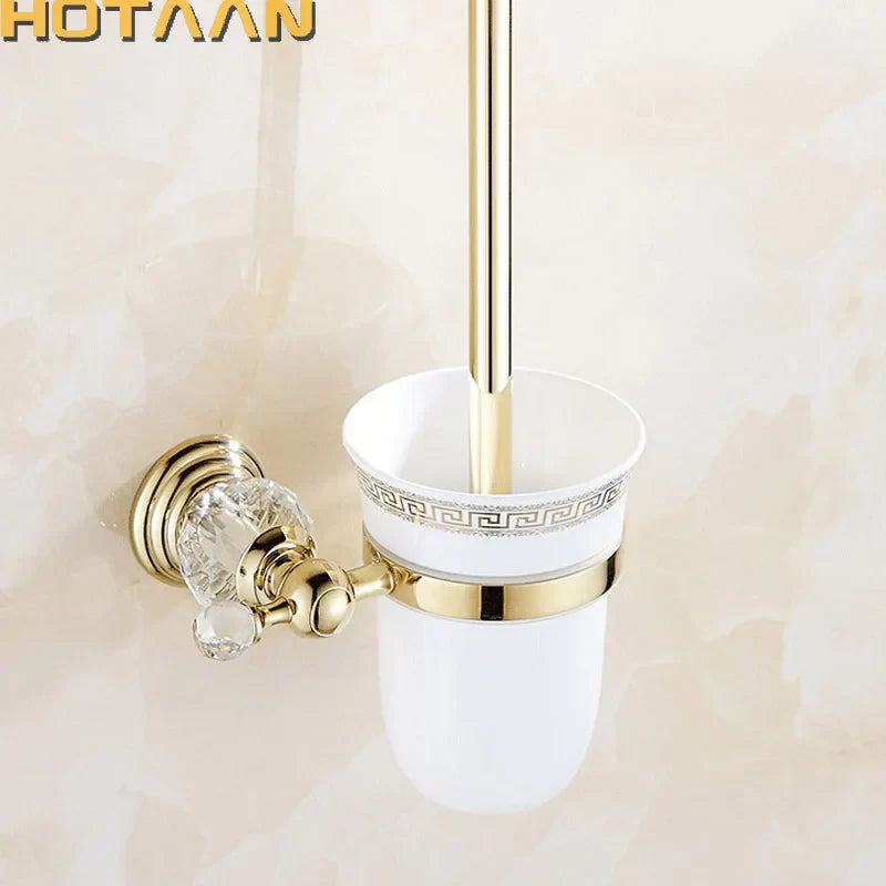 DecorBites™ Gold Ceramic Wall Mount Toilet Brush Holder Standard Size