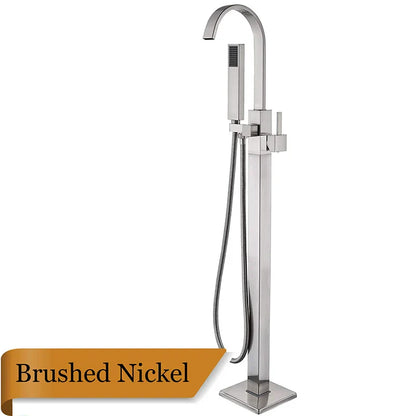 Decorbites™ Freistehender Badewannenarmatur mit Handbrause: Gebürstetes Nickel Bodenmontierter Mischbatterie