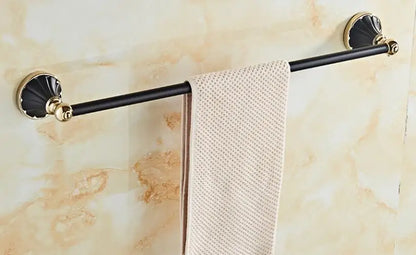 DecorBites™ Gold Black Bathroom Accessories Set, Towel Bar, Toilet Brush Holder, Paper Holder