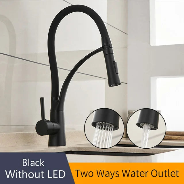 Decorbites™ LED-Küchenarmatur mit Gummidesign und einhändigem Ausziehbaren Auslauf