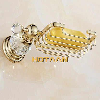 Decorbites™ Gold Kristall Messing Keramik Badezimmer Seifenhalter Heimdekoration Verbessern Sie die Badezimmeraufbewahrung