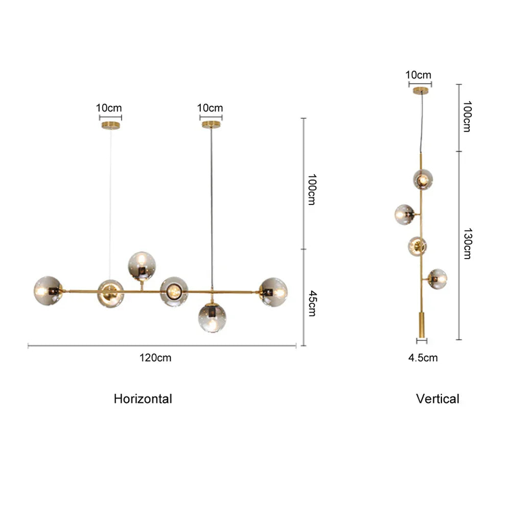 DecorBites™ Glass Ball LED Chandelier: Nordic Industrial Edison Lighting Fixture