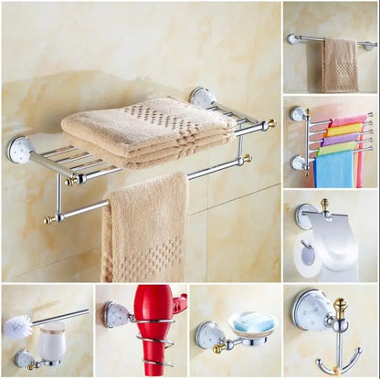 DecorBites™ Bathroom Hardware Set: Toilet Paper, Roll Holder, Brush Holder, Coat Hook