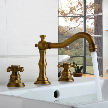 Decorbites™ Dualeinhebel-Waschbeckenarmatur aus massivem Messing in Chrom mit antiker schwarzer Finish