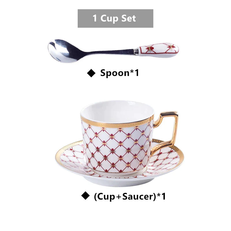 DecorBites™ 3-Piece Bone China Coffee Set 200ml Nordic Gold Porcelain Tea Cup