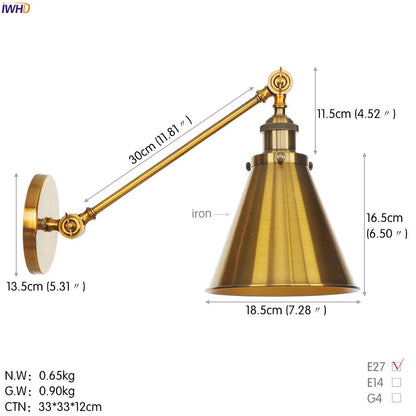 Decorbites™ Goldene Schwingarm-Wandleuchte Sconce Vintage-Industrial-Retro-Loft-Wandleuchte