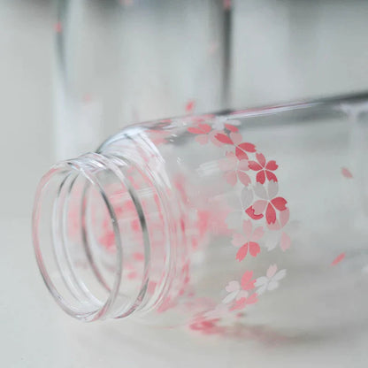 DecorBites™ Kawaii Sakura Glass Water Bottle 310ml Cute Cartoon Animal Design