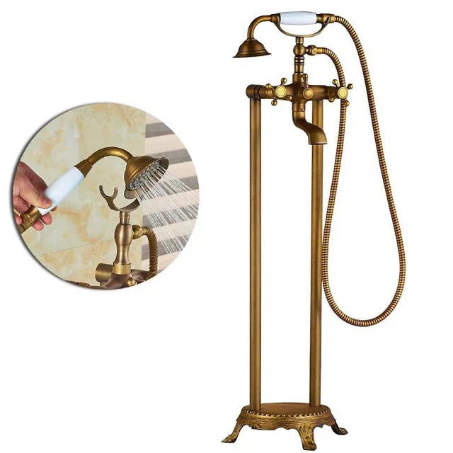 Decorbites™ Gold Badewannenarmatur mit Handbrause – Freistehender Badmischer