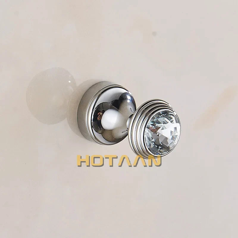 DecorBites™ Crystal Chrome Wall Hook for Bathroom Robes & Clothes - Copper Material