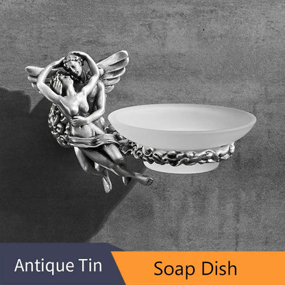 DecorBites™ Bathroom Hardware Set: Toilet Paper Holder, Towel Bar, Brush Holder - Mountable Romantic Design