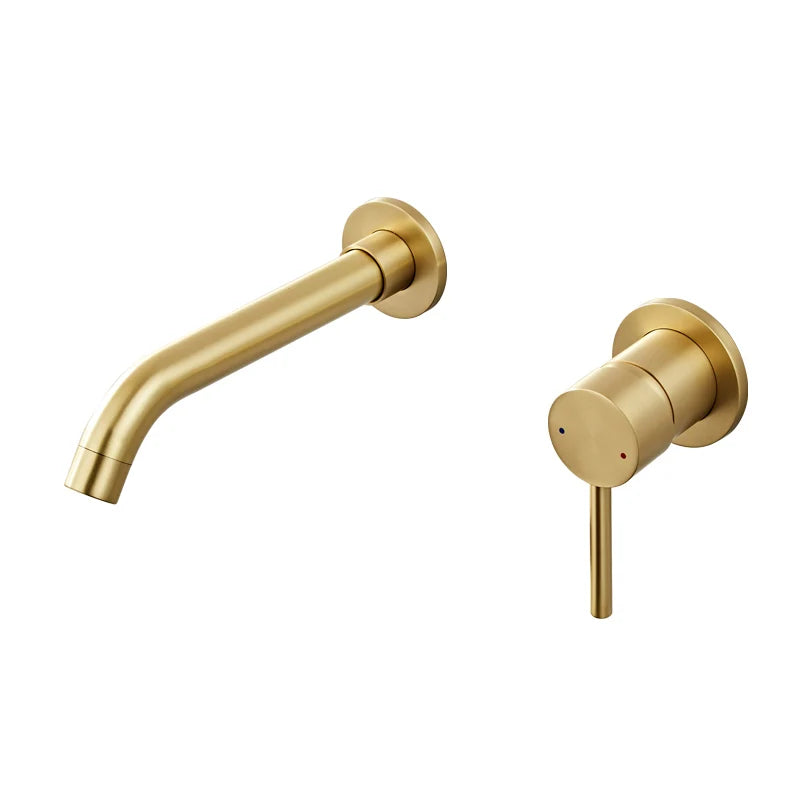 Gold Brass In-Wall Basin Faucet Mixer