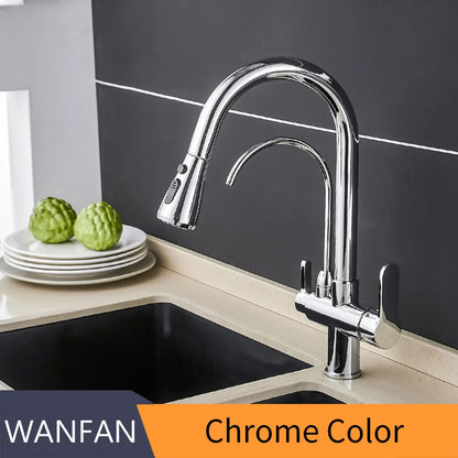 DecorBites™ Crane Kitchen Faucet Three Ways Sink Mixer WF-0195