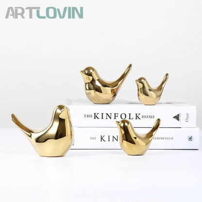 Decorbites™ Goldene Keramik-Vogel-Figuren für die Heimdekoration – Modebewusste Hochzeitsornamente