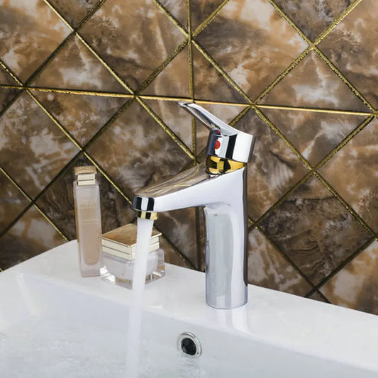 DecorBites™ Golden Chrome Brass Bathroom Sink Faucet Mixer
