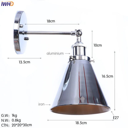 Decorbites™ Eisen Golden Antik LED Wandlampe Retro Industrie Vintage Wandlampe