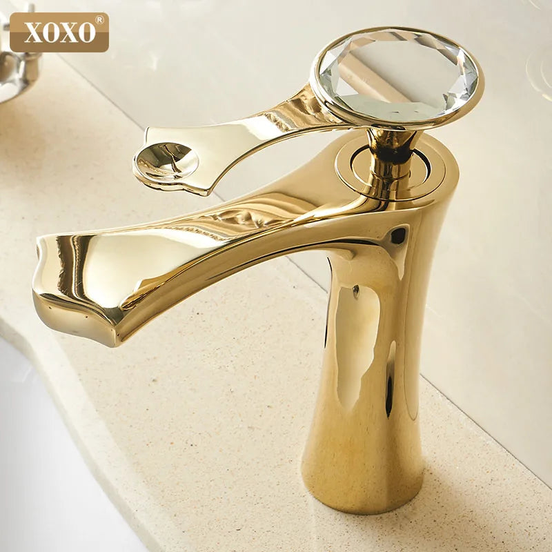 Decorbites™ Diamant Goldener Schwarzer Waschbeckenarmatur Einhebel-Badwaschbecken-Mischbatterie