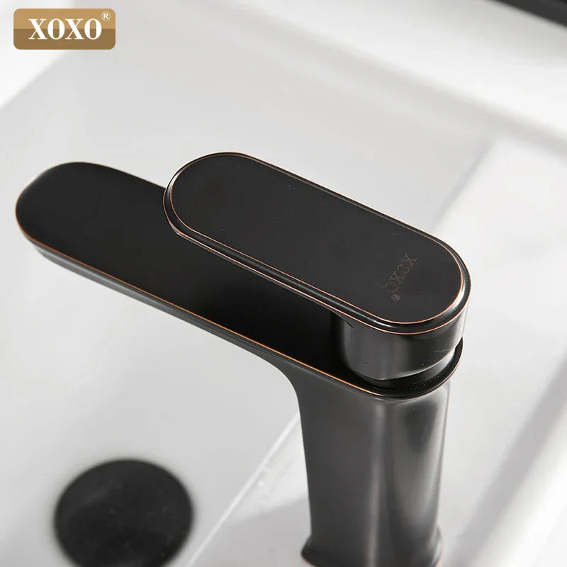 Decorbites™ Messing-Waschbeckenarmatur in Schwarz-Finish Heiß-Kalt-Wasser-Mischbatterie Einhebel