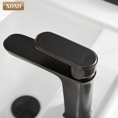 Decorbites™ Messing-Waschbeckenarmatur in Schwarz-Finish Heiß-Kalt-Wasser-Mischbatterie Einhebel