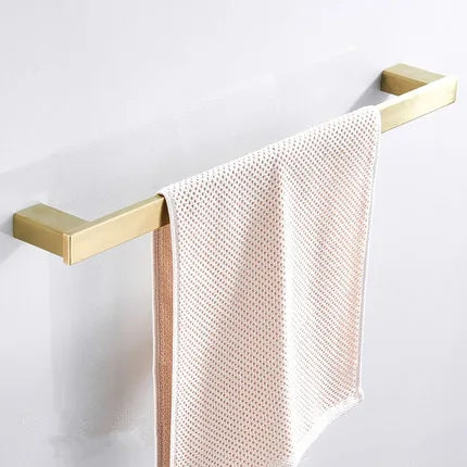 DecorBites™ Bath Set: Towel Rack, Corner Shelf, Paper Holder, Mixer Faucet - Brushed Matt Gold