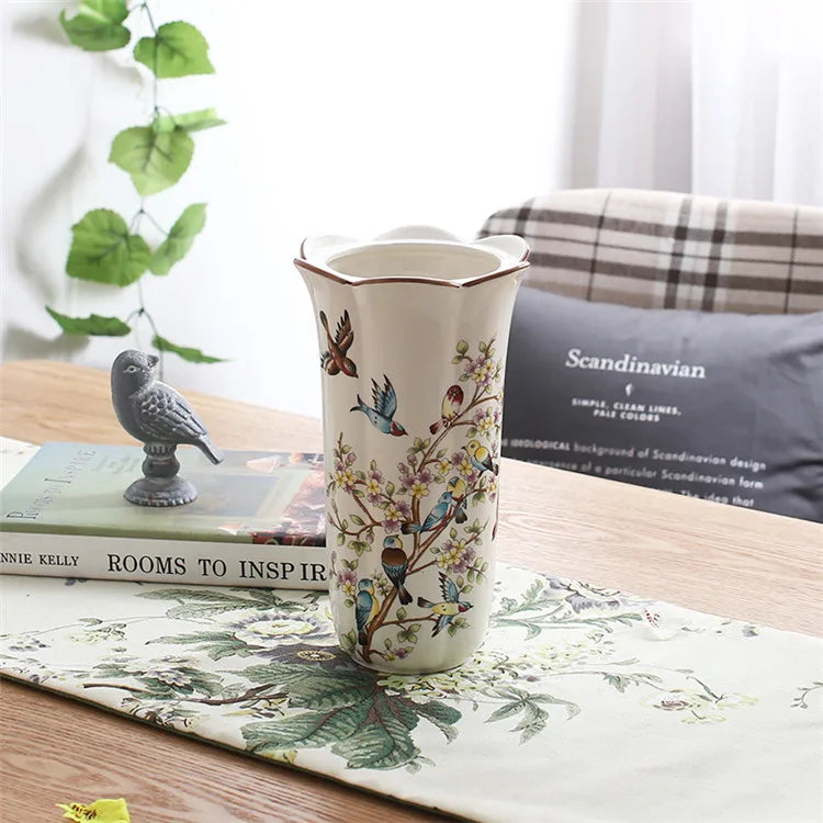 Decorbites™ Vogel Schmetterling Porzellan Vase: Britische ländliche Keramik Blumendekoration