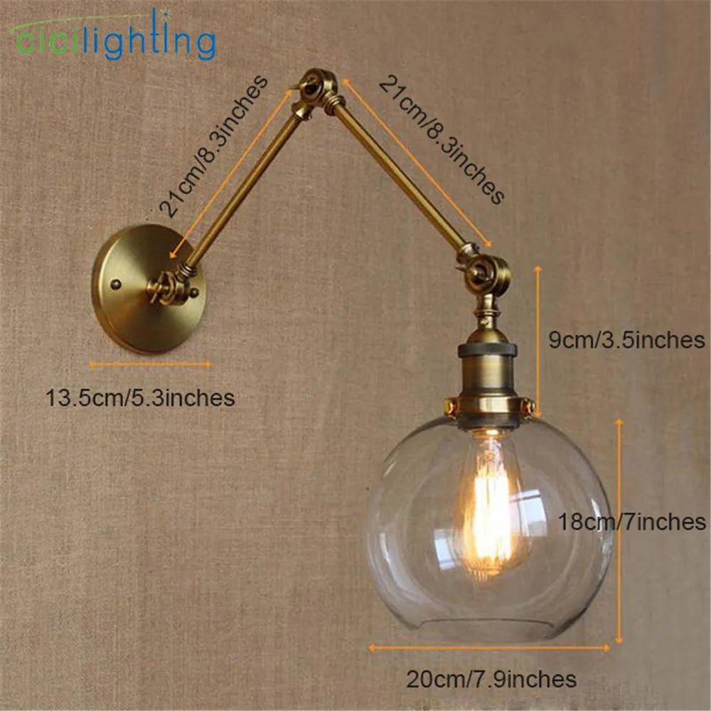 Glass Swing Arm Sconce