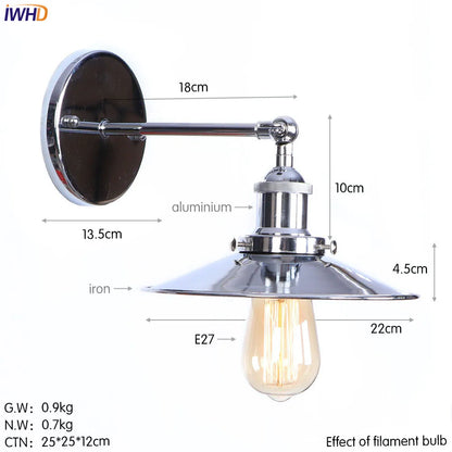 Decorbites™ Eisen Golden Antik LED Wandlampe Retro Industrie Vintage Wandlampe