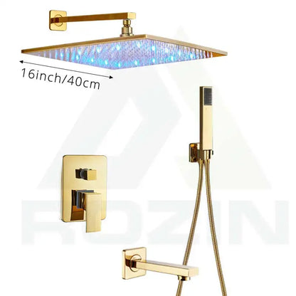 Decorbites™ Golden LED Regenbrause mit 3-Wege-Mischer und Messing-Auslauf