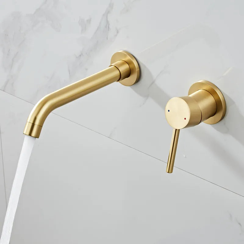 Gold Brass In-Wall Basin Faucet Mixer