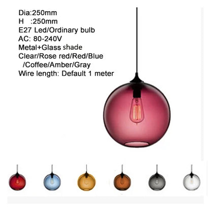 Decorbites™ Glas-Schalen-Pendant-Lampen: Moderne bunte E27 Hänge-Lampen für Küche, Wohnzimmer, Schlafzimmer.