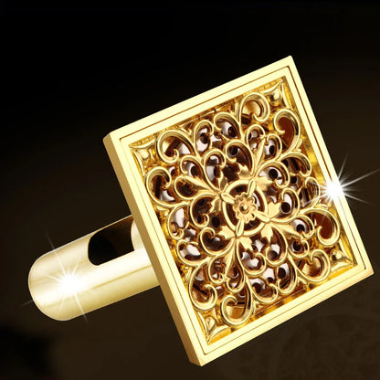 DecorBites™ Goldener quadratischer Bodenablauf 4 cm, Luxus-Badezimmer-Duschrost 10 cm * 10 cm