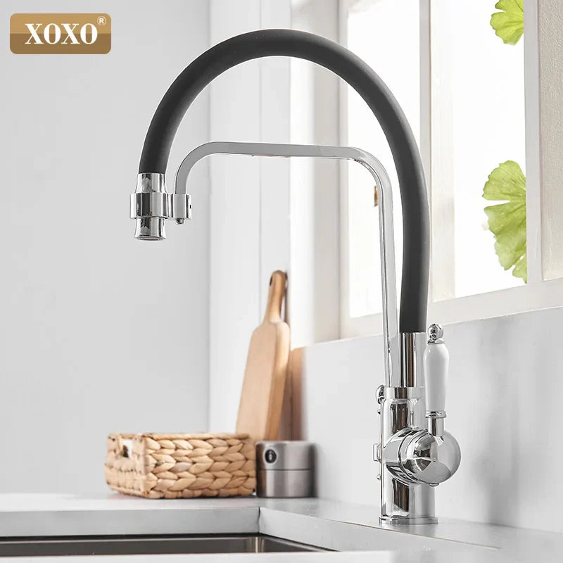 Decorbites™ Schwarz montierter Küchenarmatur mit 360° Drehung und Reiner-Wasser-Filter
