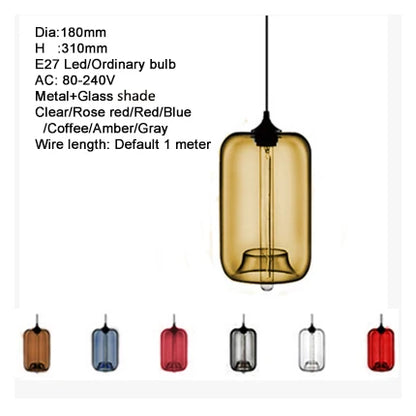 Decorbites™ Glas-Schalen-Pendant-Lampen: Moderne bunte E27 Hänge-Lampen für Küche, Wohnzimmer, Schlafzimmer.