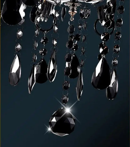 Decorbites™ Schwarze Kristall-Kronleuchter-Lampen mit Stoff-Lampenschirmen für Esszimmer, Schlafzimmer, Wohnzimmer