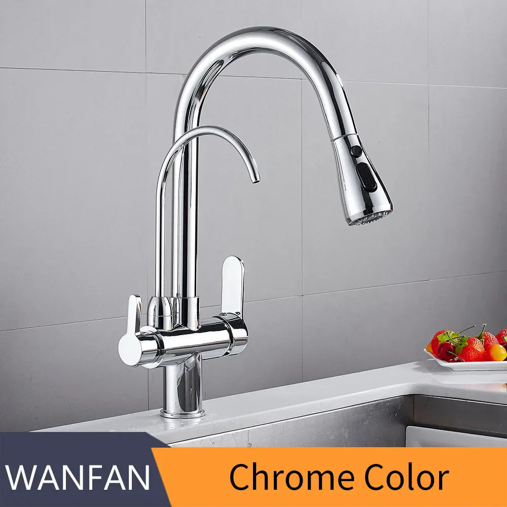 Decorbites™ Küchenarmatur: Dreifach-Spülbeckenmischer für Wasserfilterhahn