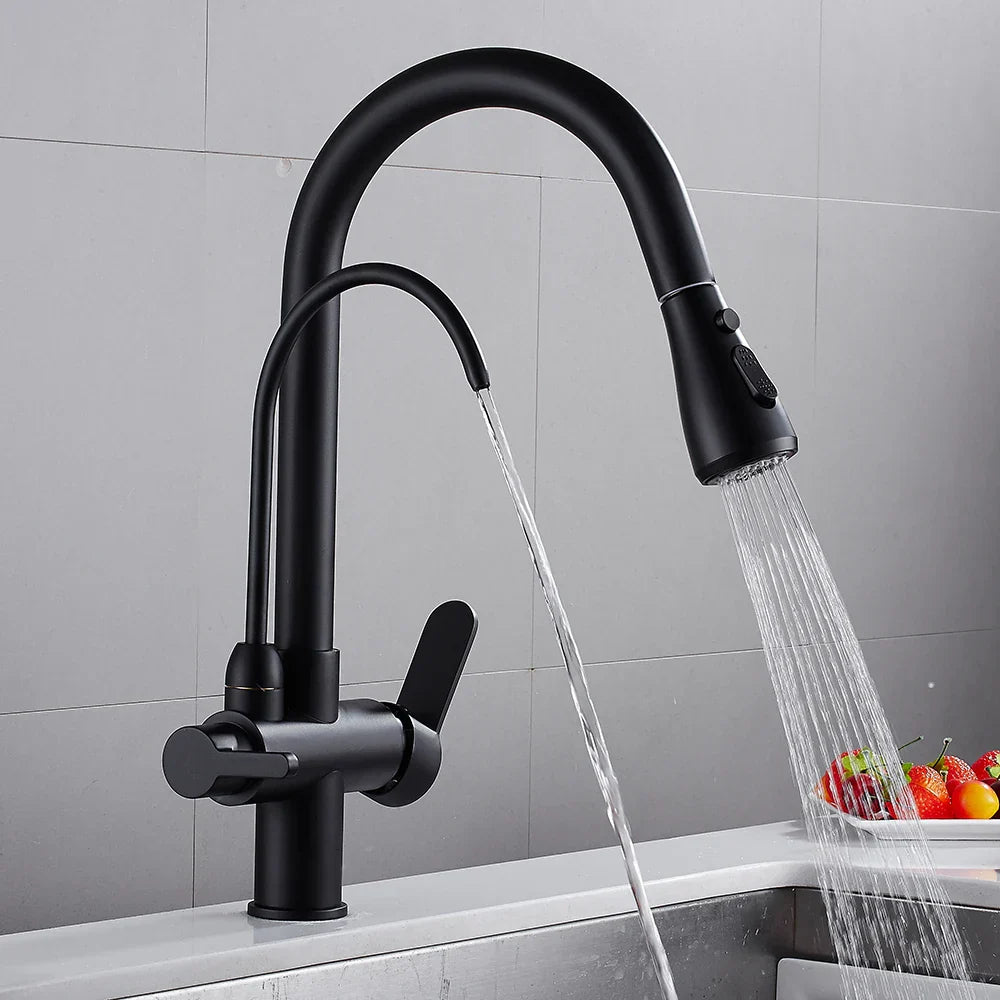 Decorbites™ Küchenarmatur: Dreifach-Spülbeckenmischer für Wasserfilterhahn