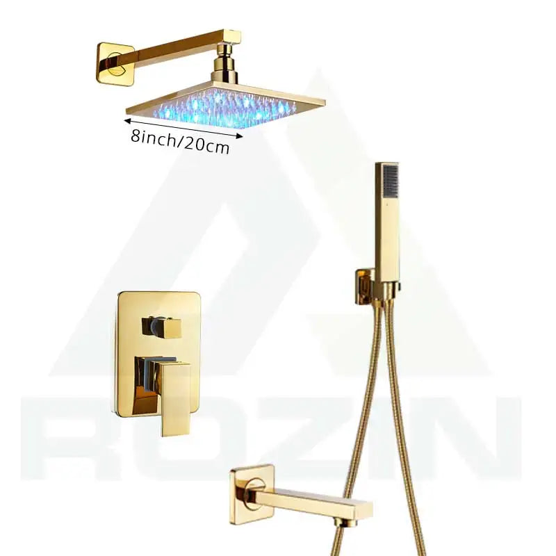 Decorbites™ Golden LED Regenbrause mit 3-Wege-Mischer und Messing-Auslauf