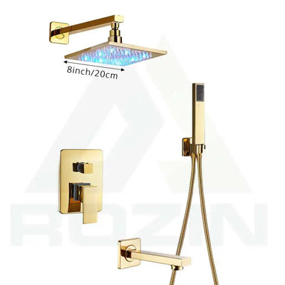 Decorbites™ Golden LED Regenbrause mit 3-Wege-Mischer und Messing-Auslauf