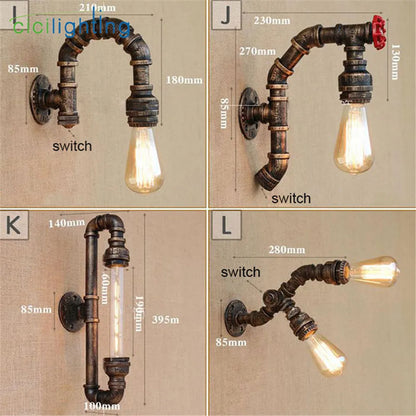 Decorbites™ Industrielle Wasserrohr-Wandlampen | Vintage-Stil Eisenrohr-Lampe