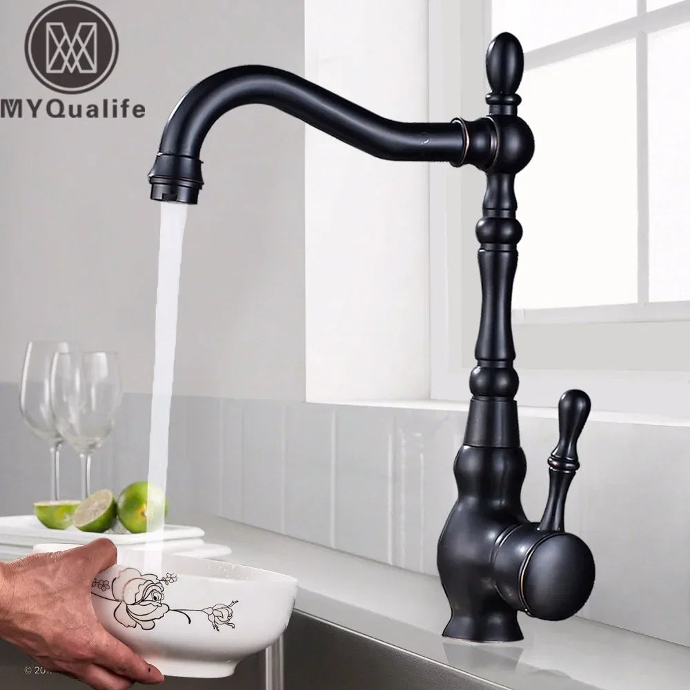 Decorbites™ Schwarzer Messingarmatur Einhebel 360° Drehbar Beckenmischer