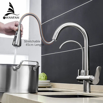 DecorBites™ Crane Kitchen Faucet Three Ways Sink Mixer WF-0195