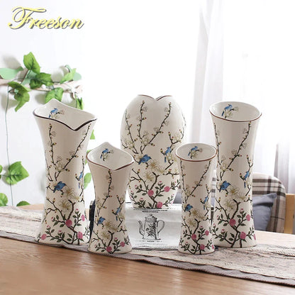 Decorbites™ Vogel Schmetterling Porzellan Vase: Britische ländliche Keramik Blumendekoration