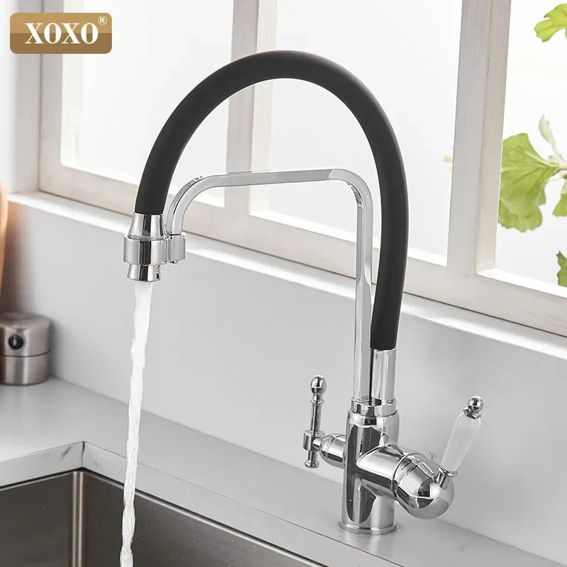 Decorbites™ Schwarz montierter Küchenarmatur mit 360° Drehung und Reiner-Wasser-Filter