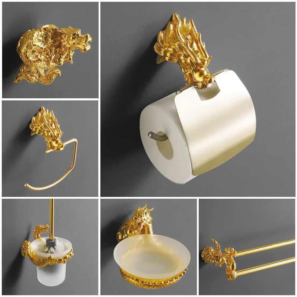 Decorbites™ Drachen-Badezimmer-Hardware-Set: Papierhalter, Handtuchhalter, Seifenschale (MB-0950A)