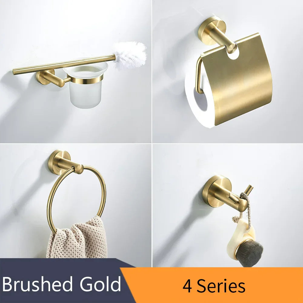 Decorbites™ Golden Swan Badezimmer-Hardware-Set: Handtuchhalter, Toilettenpapierhalter, Taschentuchhalter